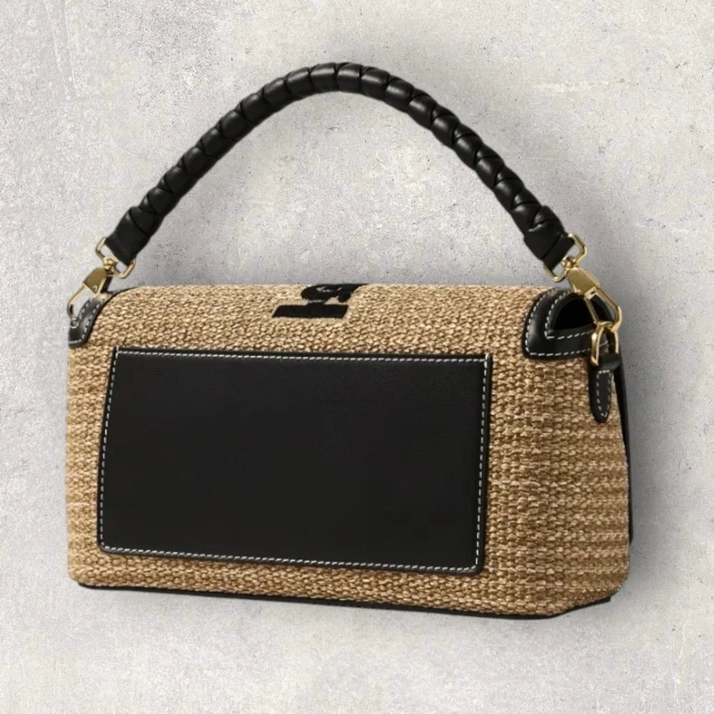 Burberry TB Faux Rafia Flap Bag - Picture 2 of 10